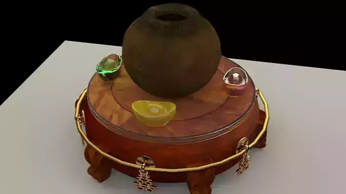 Chinese display stand with pot 