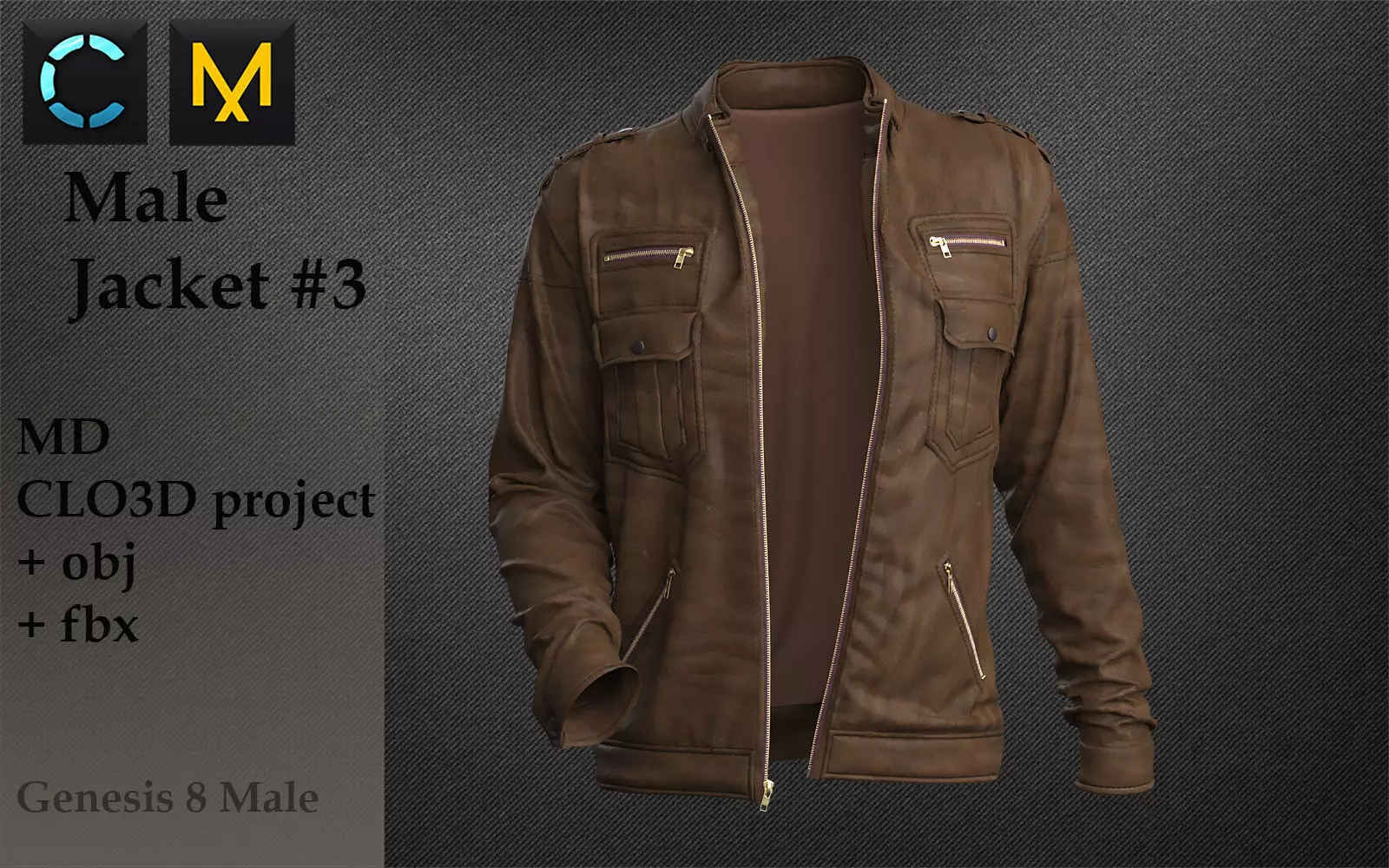Mens leather jacket 2 3D model