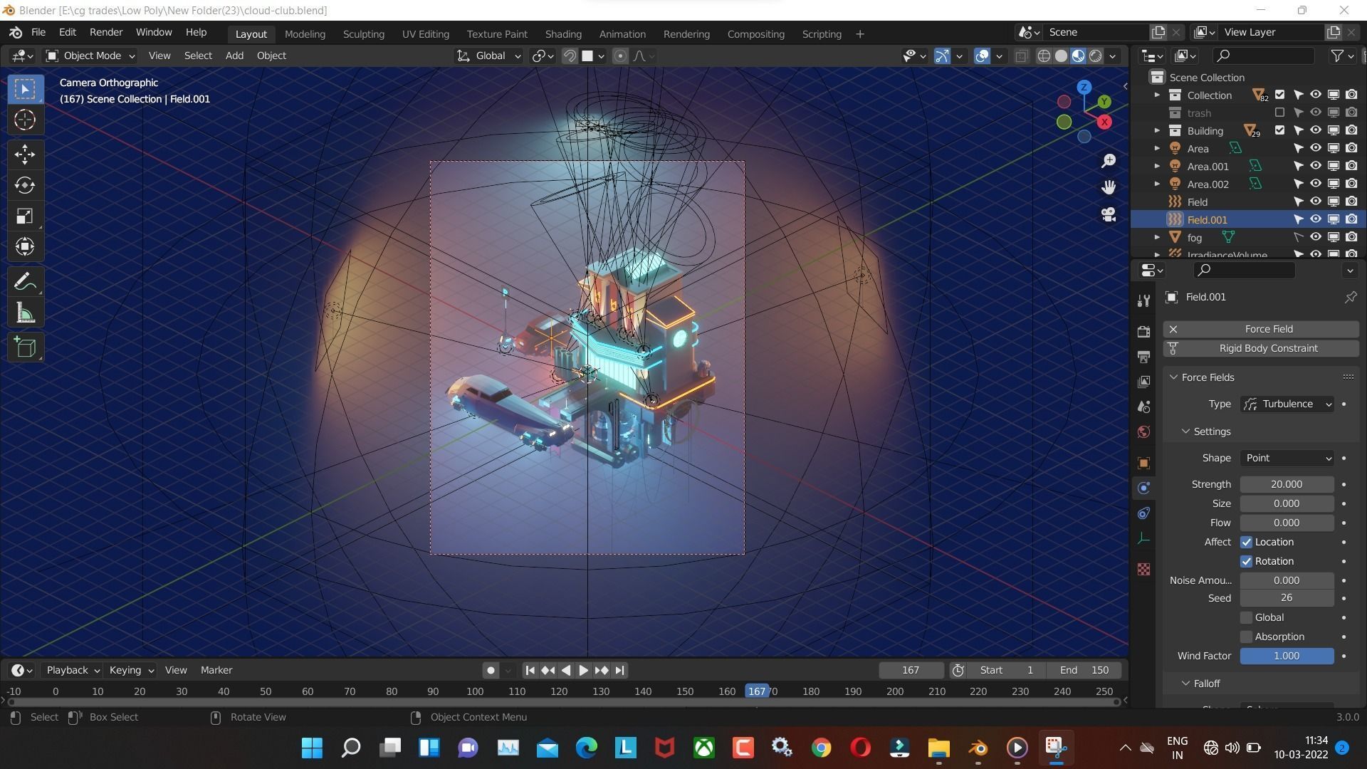 cloud-club low poly model render in blender Low-poly 3D model_1