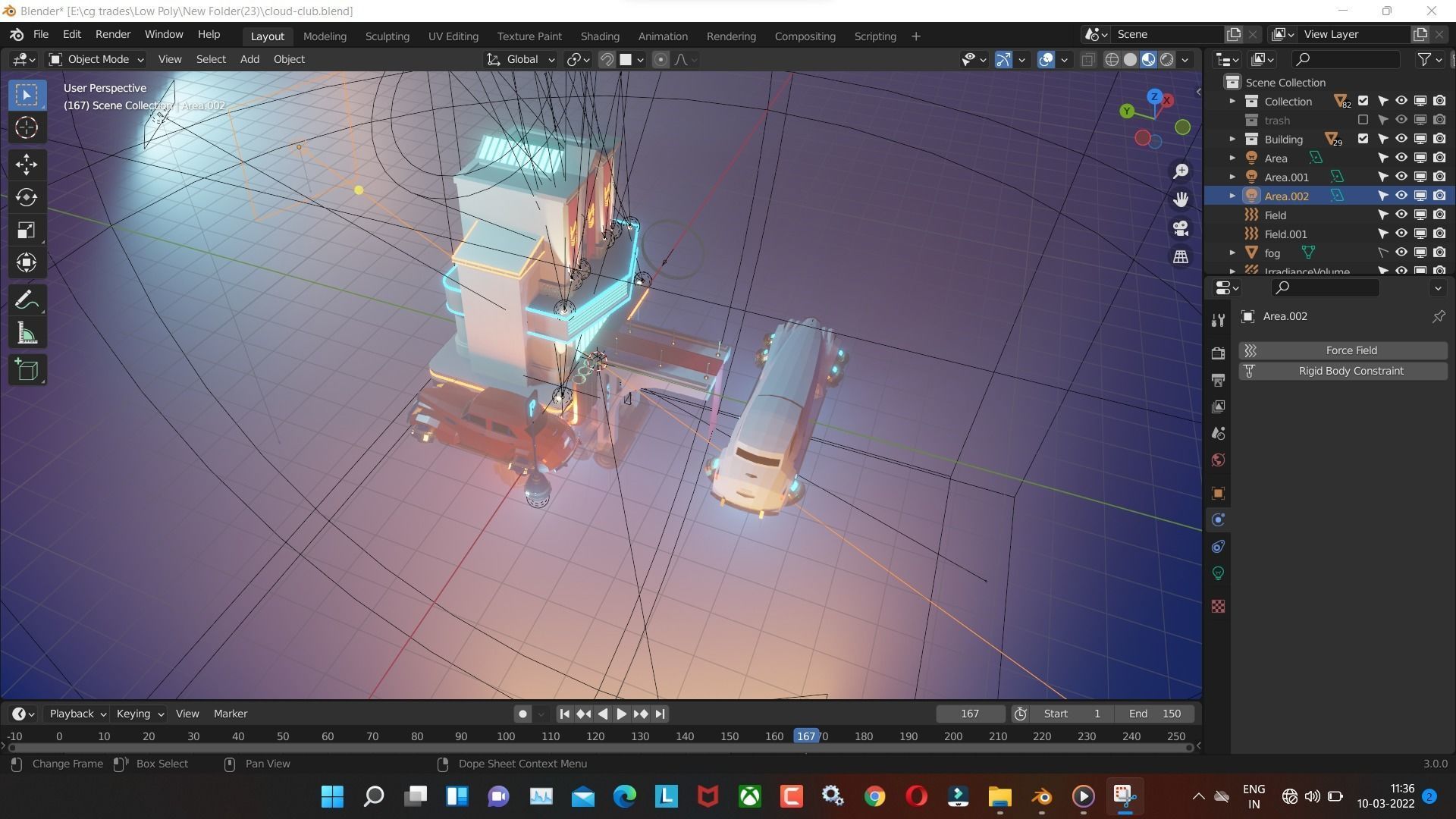 cloud-club low poly model render in blender Low-poly 3D model_7