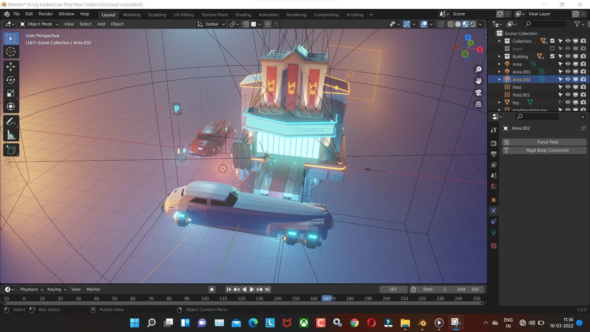 cloud-club low poly model render in blender Low-poly 3D model_6