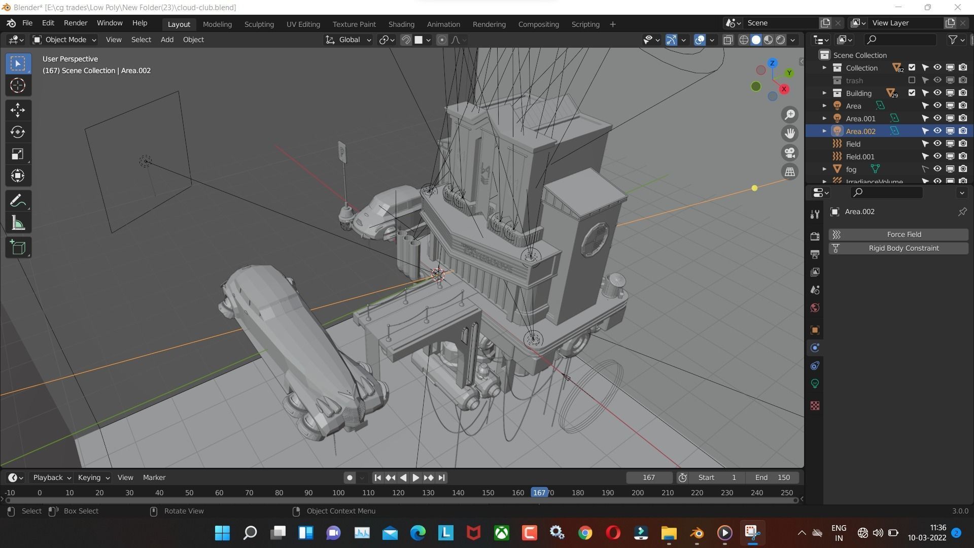 cloud-club low poly model render in blender Low-poly 3D model_4