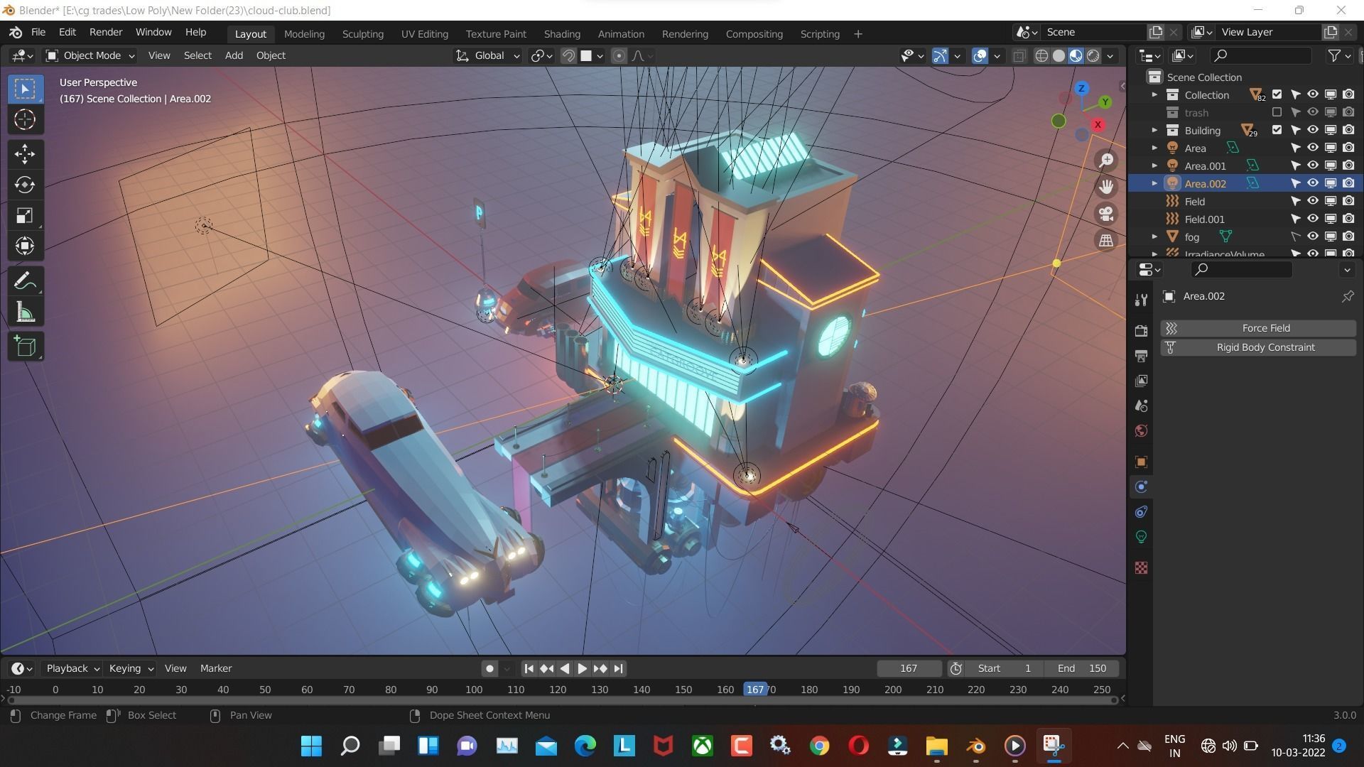 cloud-club low poly model render in blender Low-poly 3D model_5