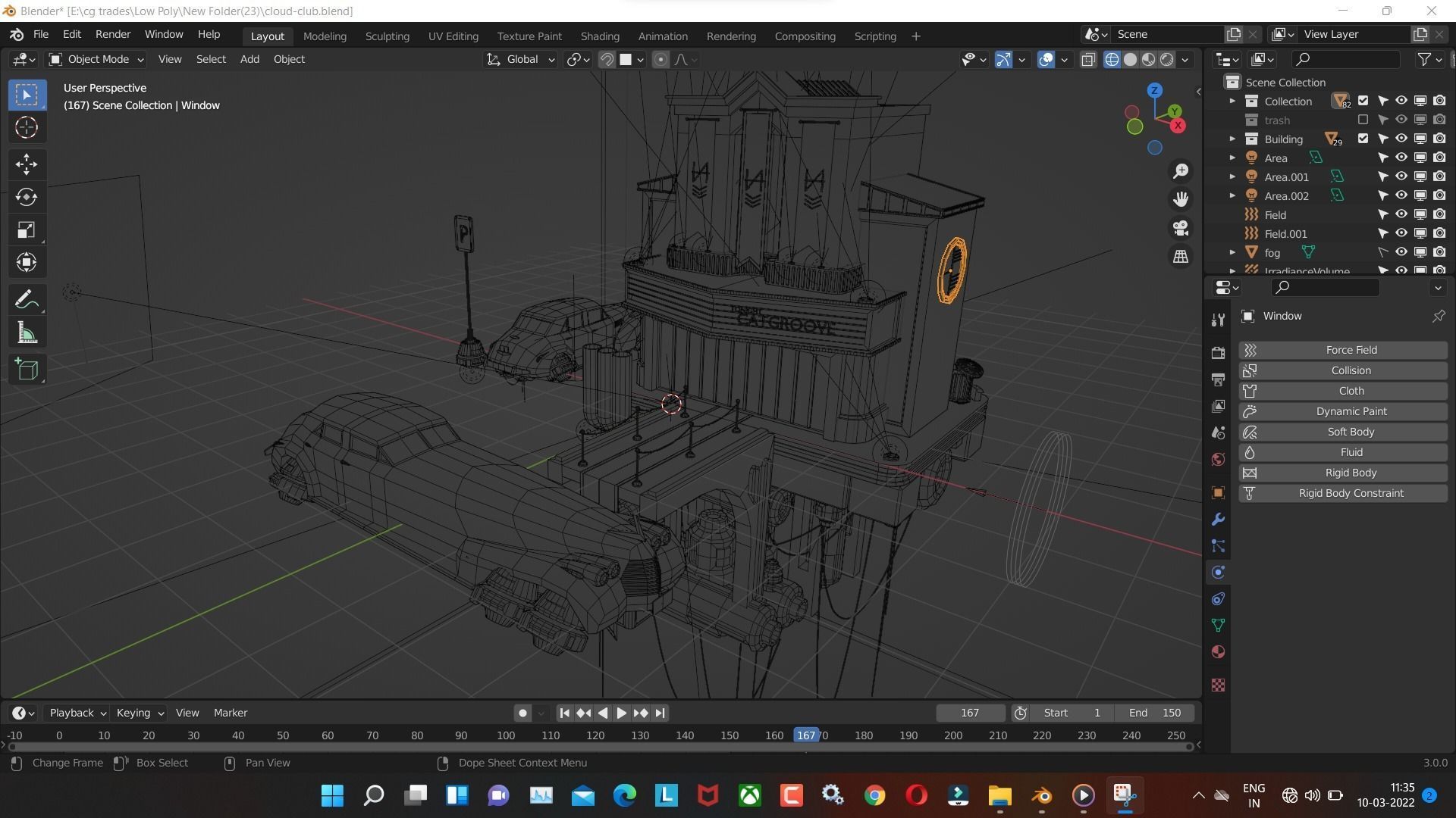 cloud-club low poly model render in blender Low-poly 3D model_2