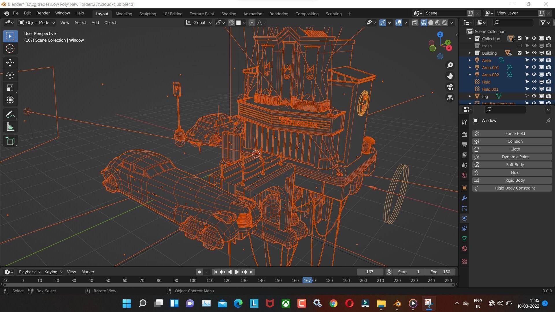 cloud-club low poly model render in blender Low-poly 3D model_3