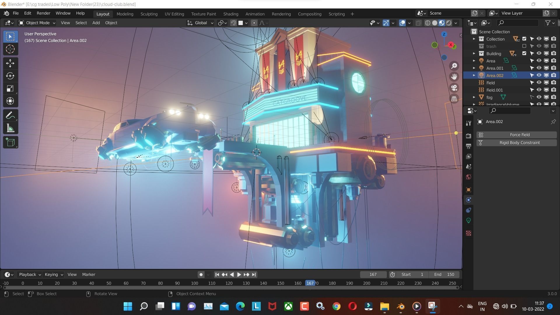 cloud-club low poly model render in blender Low-poly 3D model_8