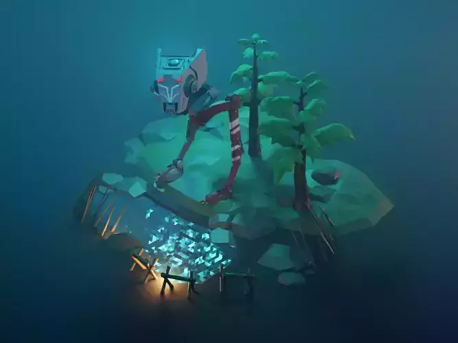 star- war  low poly model  render in blender 