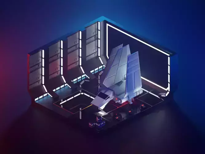 star war-shuttle low poly model render in blender