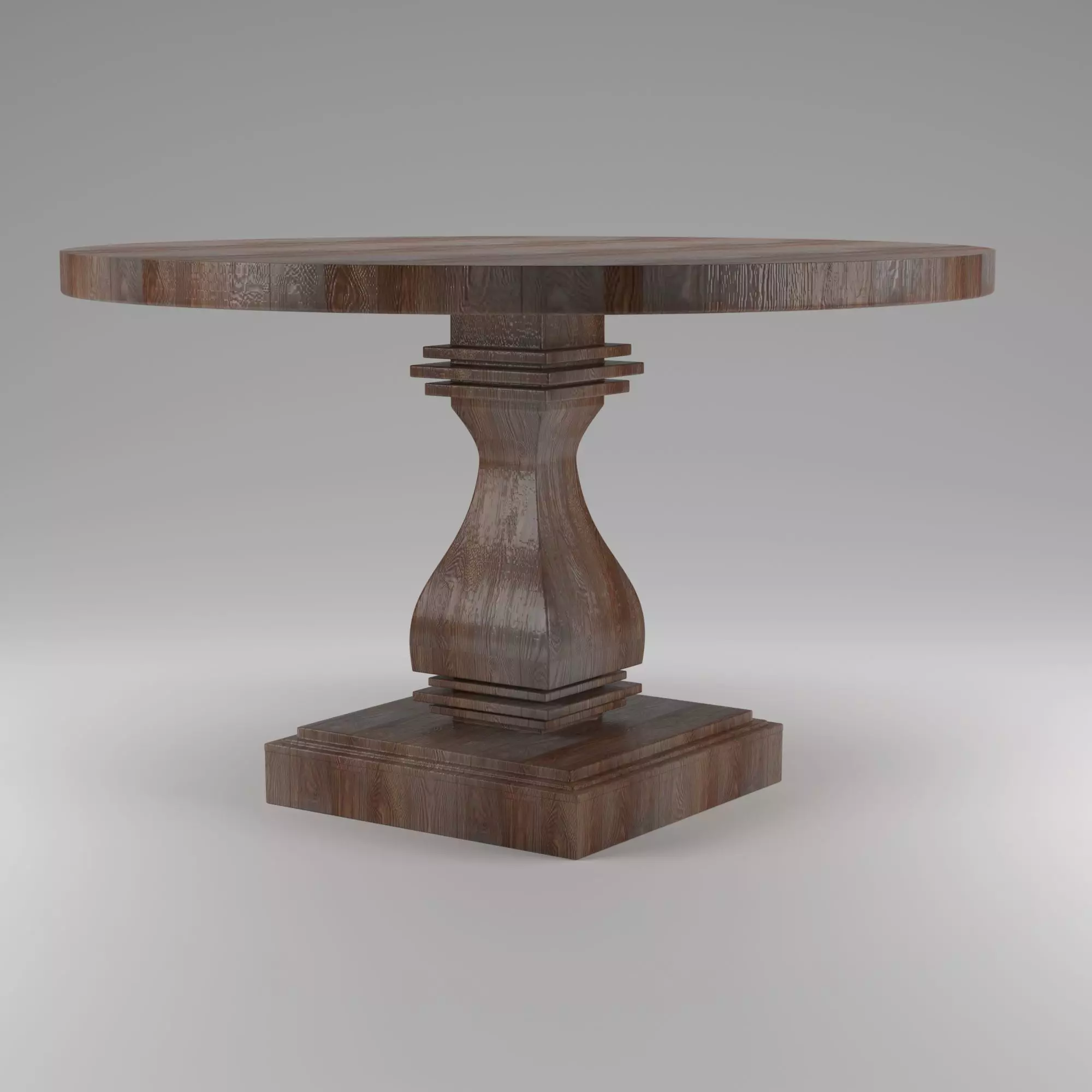 table round wooden with pedestal base 3D model_0