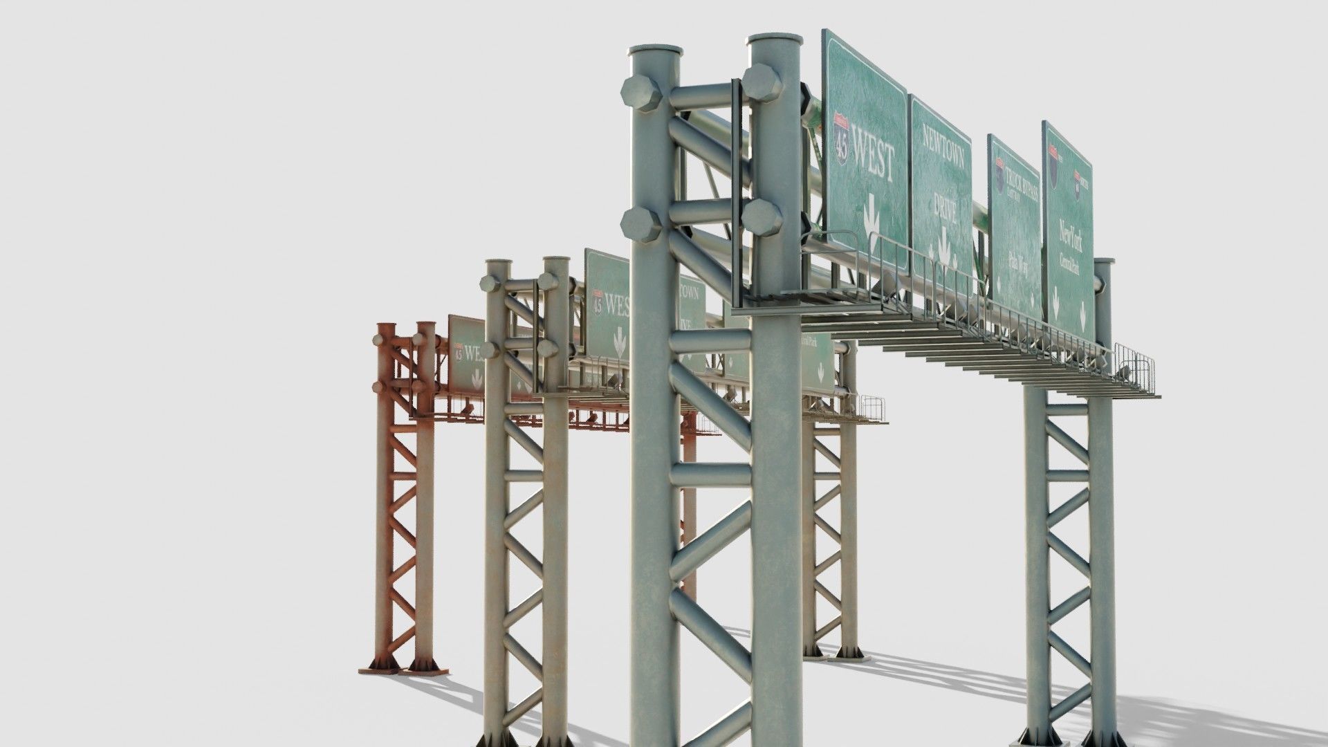 highway bypass with 4k pbr textures clean dirty rusty Low-poly 3D model_6