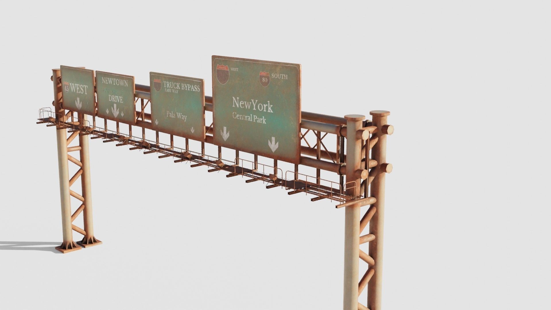 highway bypass with 4k pbr textures clean dirty rusty Low-poly 3D model_8