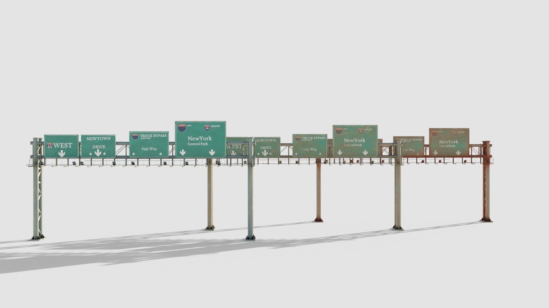 highway bypass with 4k pbr textures clean dirty rusty Low-poly 3D model_4