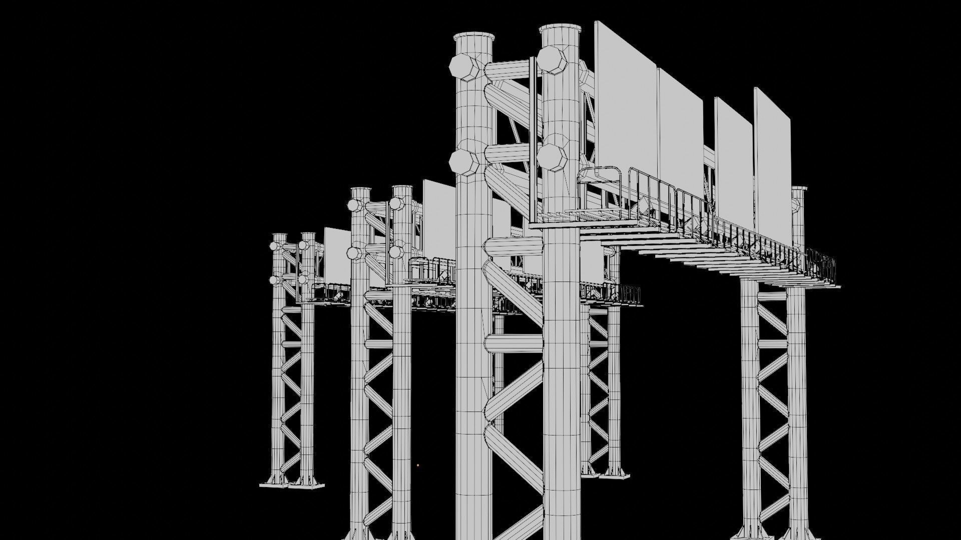 highway bypass with 4k pbr textures clean dirty rusty Low-poly 3D model_13