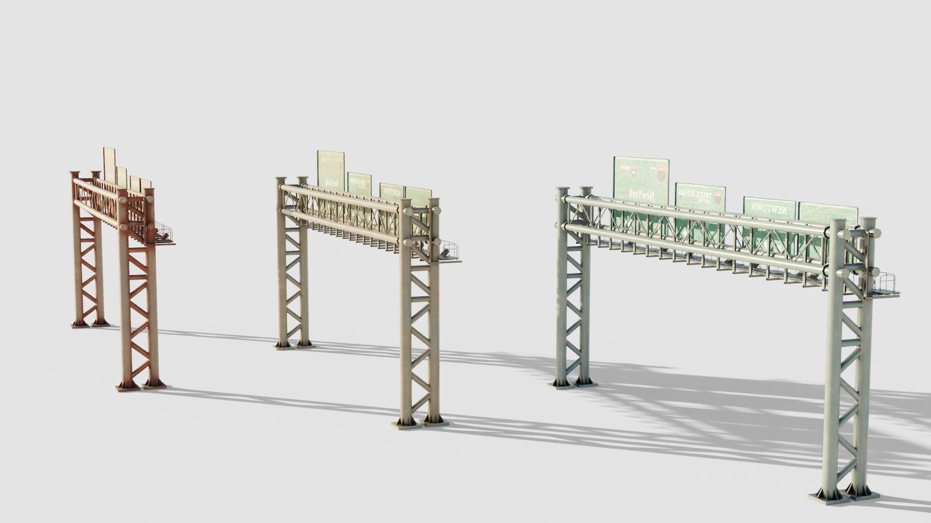 highway bypass with 4k pbr textures clean dirty rusty Low-poly 3D model_7