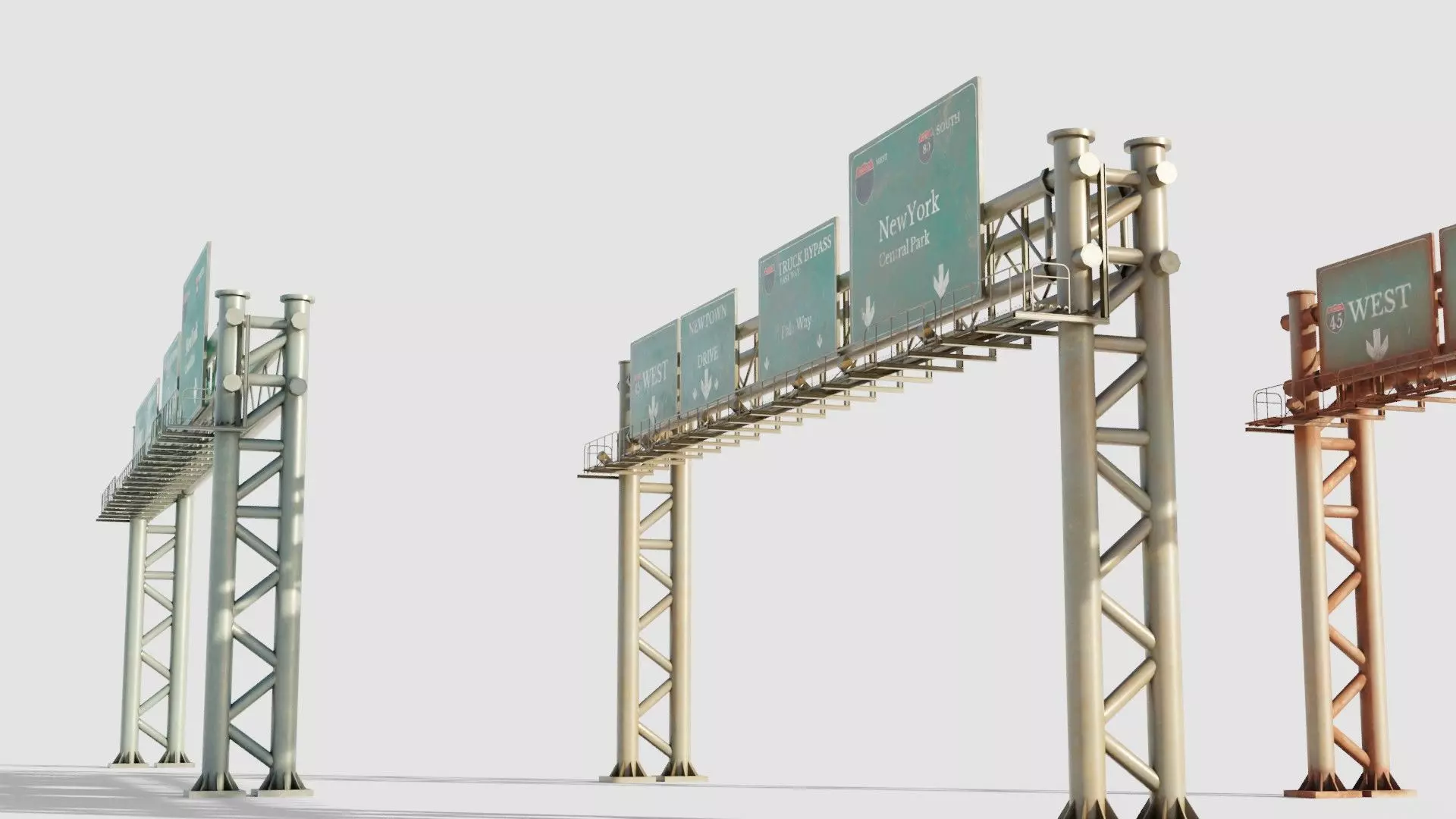 highway bypass with 4k pbr textures clean dirty rusty Low-poly 3D model_0