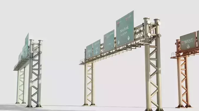 highway bypass with 4k pbr textures clean dirty rusty Low-poly 3D model