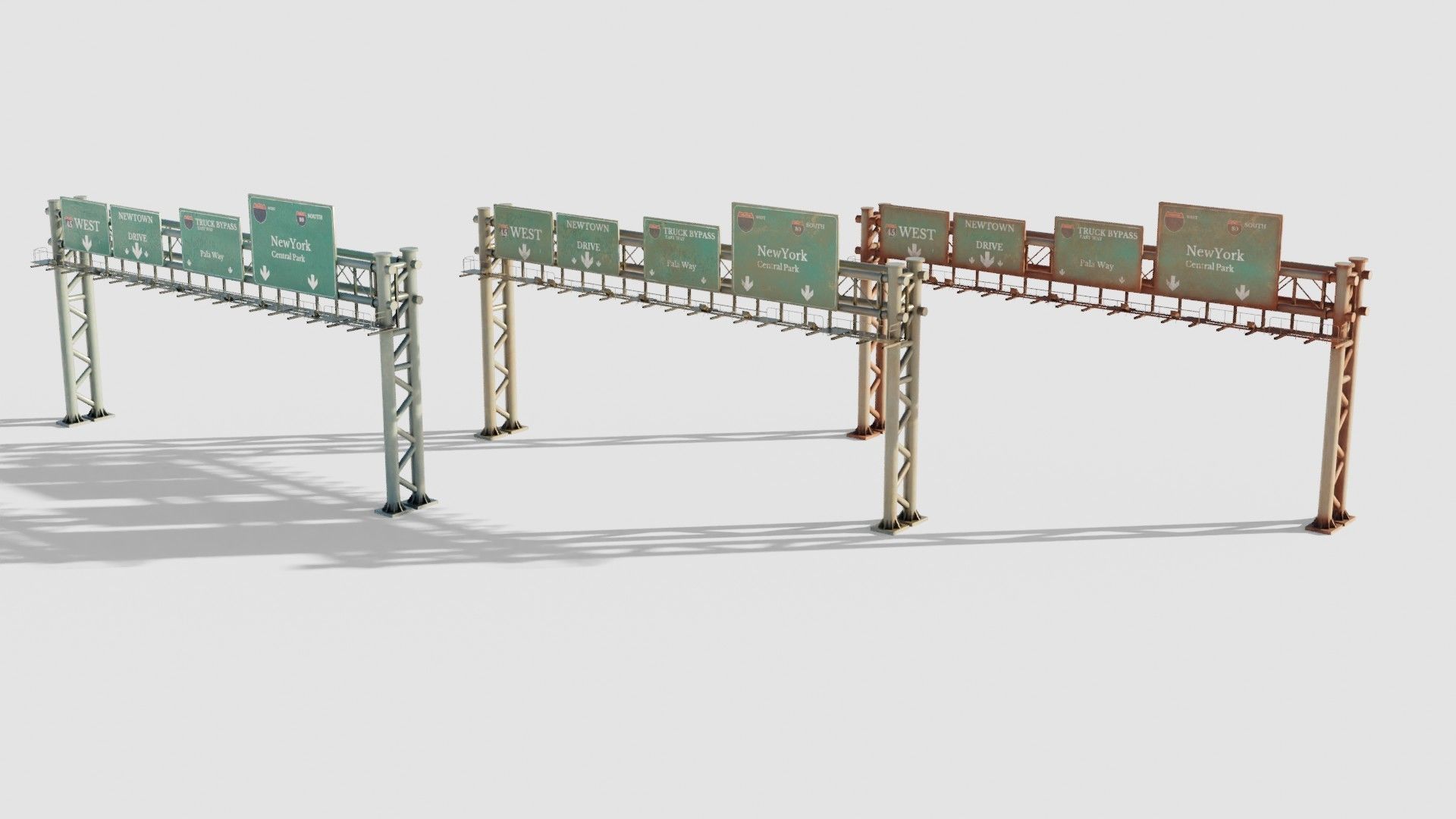 highway bypass with 4k pbr textures clean dirty rusty Low-poly 3D model_3