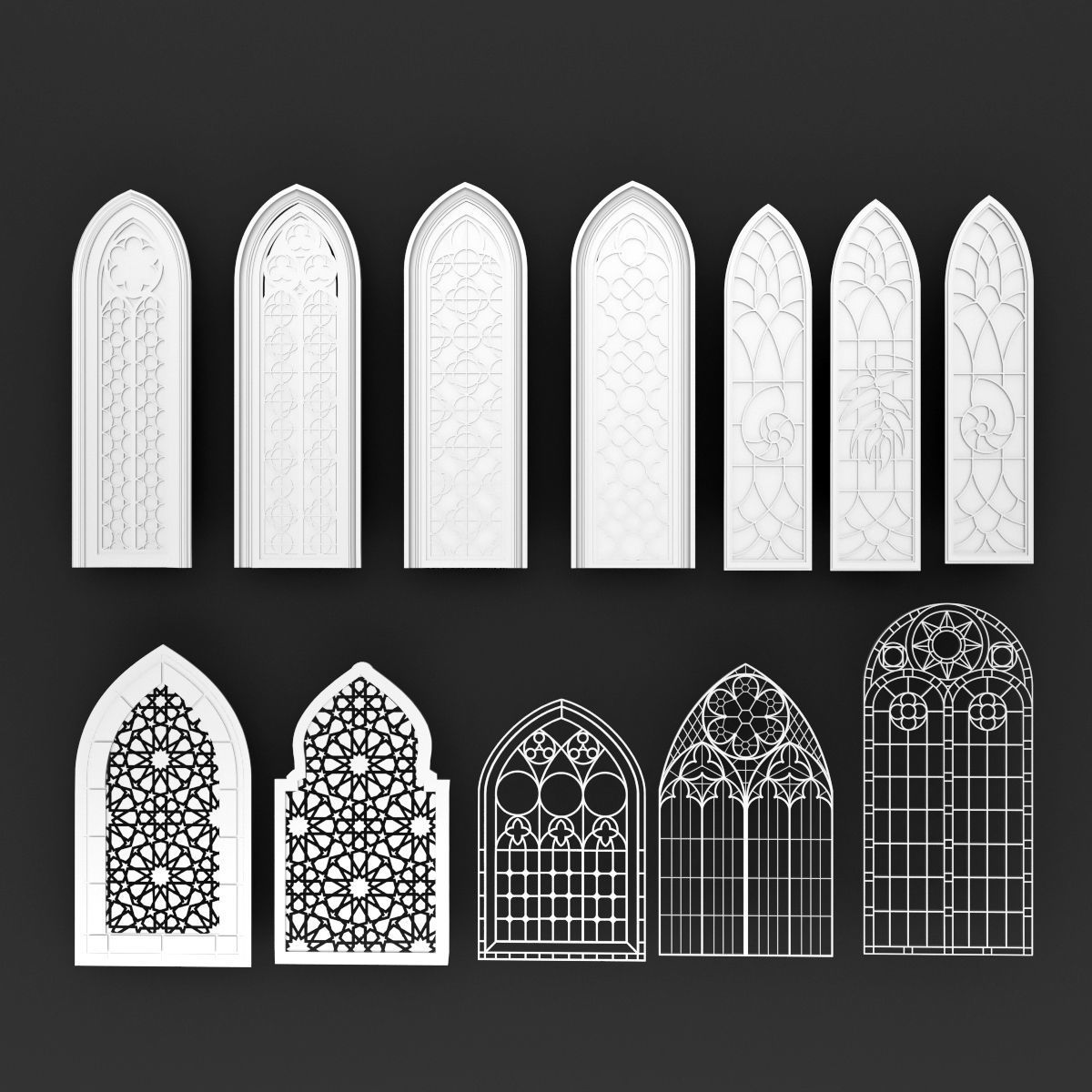 Arabic Gothic Windows 3D model_7
