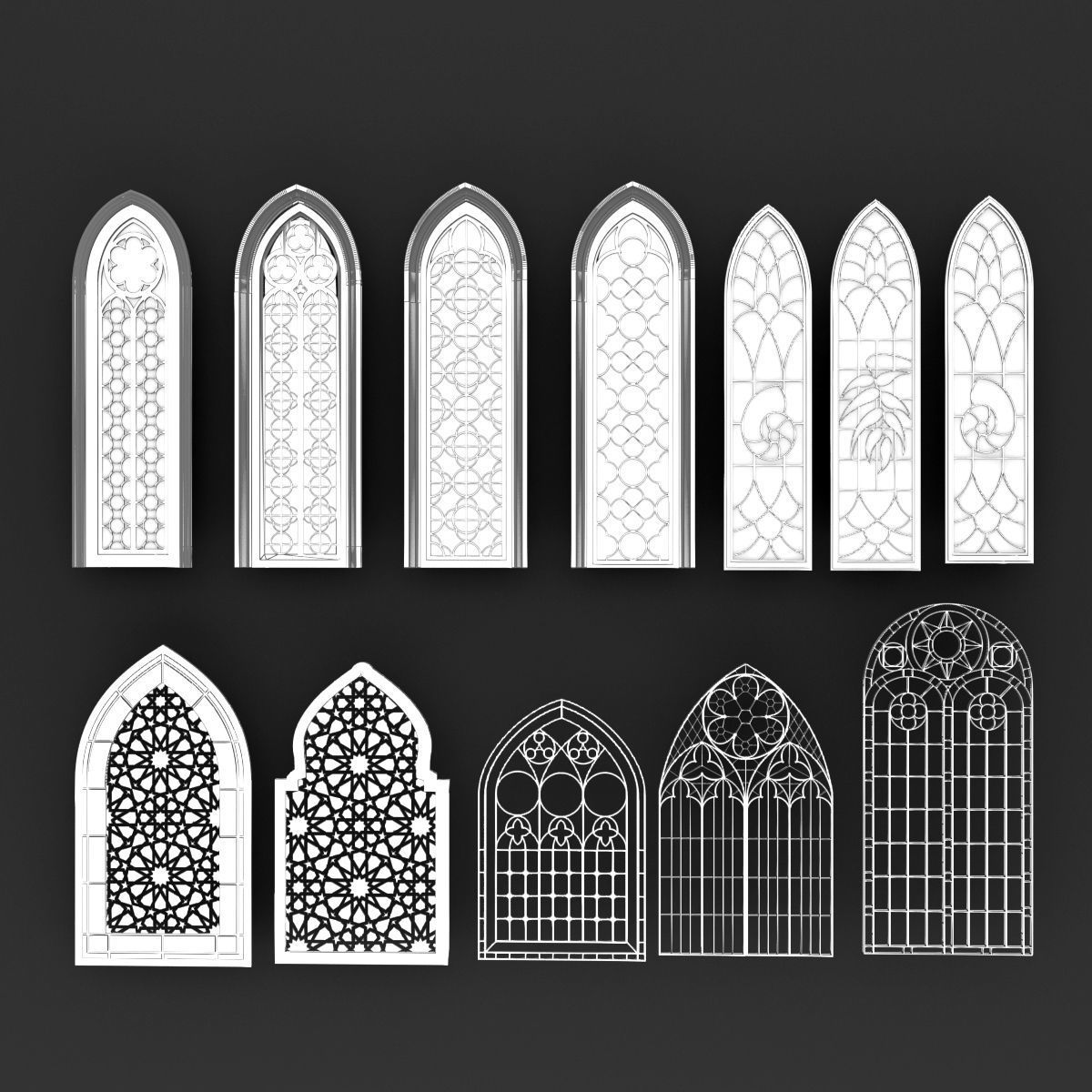 Arabic Gothic Windows 3D model_6