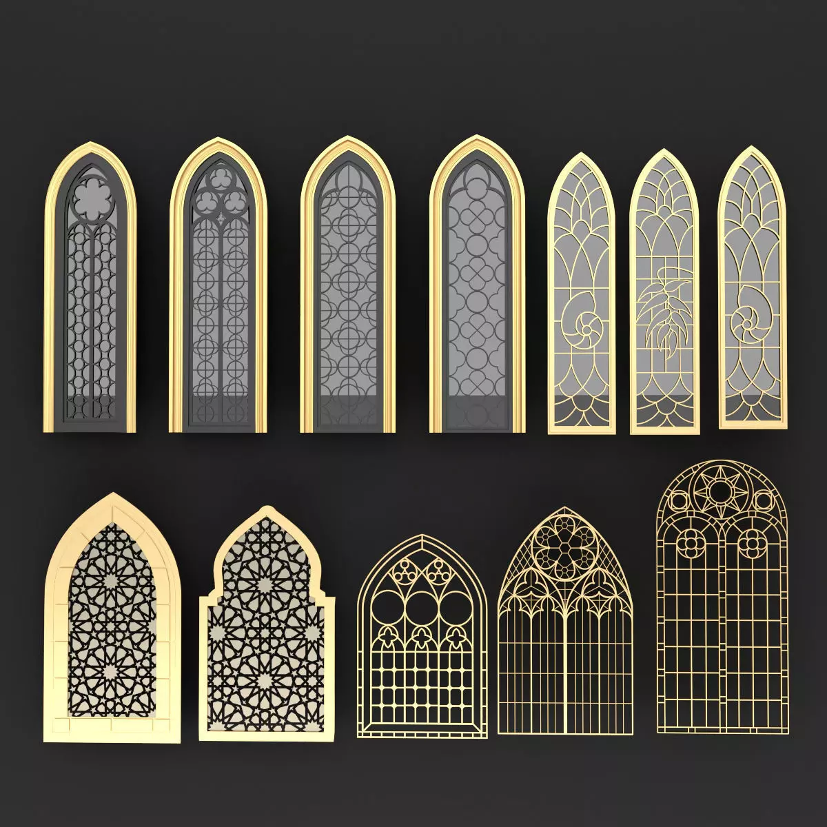 Arabic Gothic Windows 3D model_0