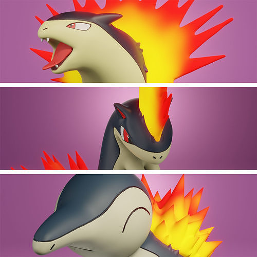 pokemon cyndaquil evolution pack 3D print model