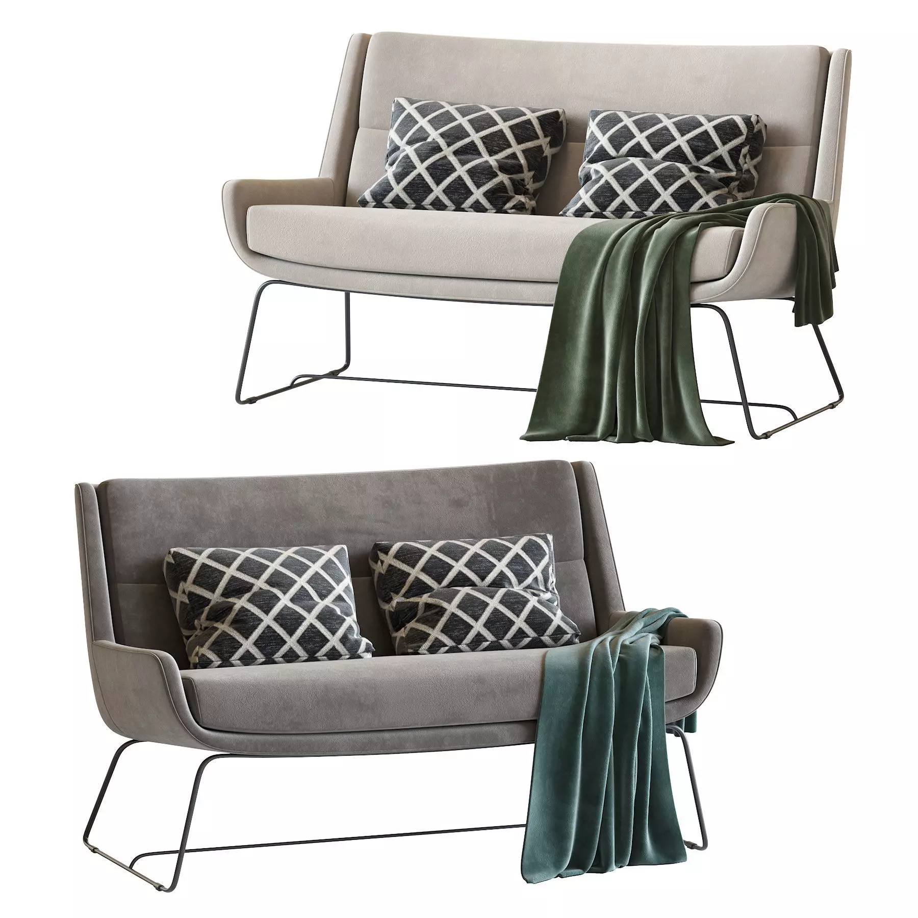 Naughtone Hush Low 2-Seater Sled 3D model