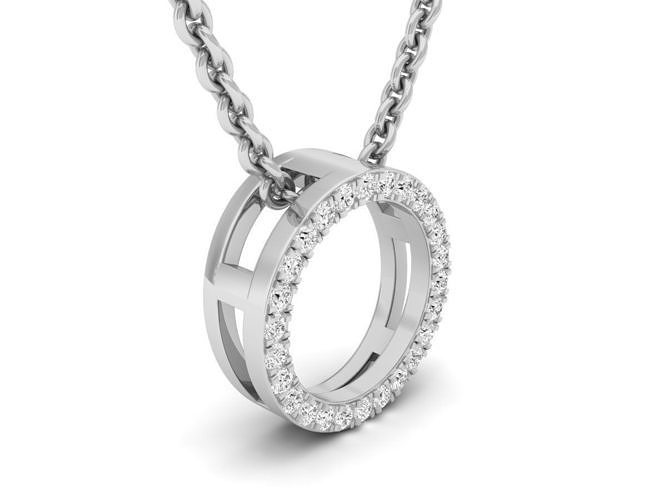 Round shape diamond pendant for woman 3D print model