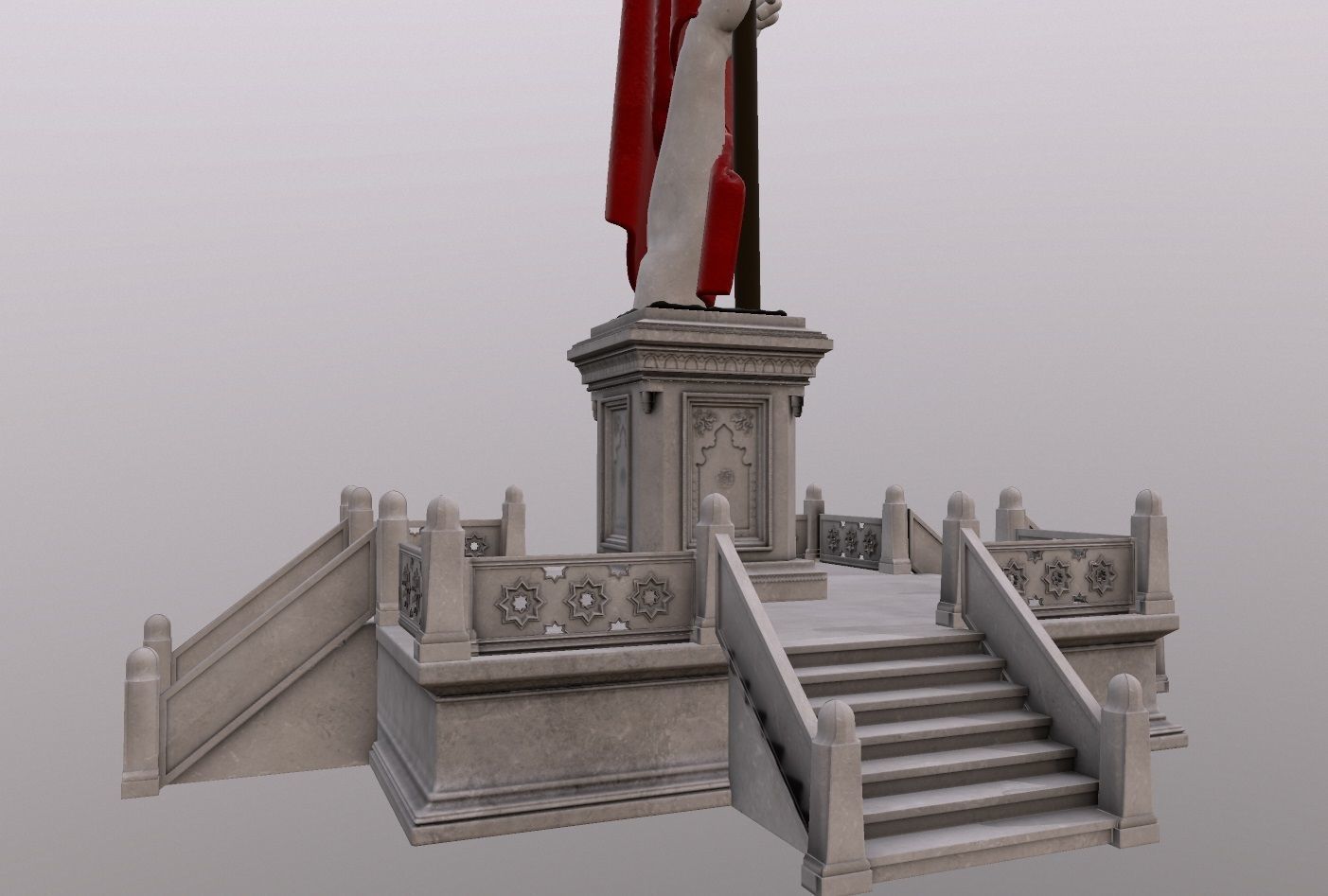 Martyr Flag Memorial Sehit Sancaktar Aniti Low-poly 3D model_4