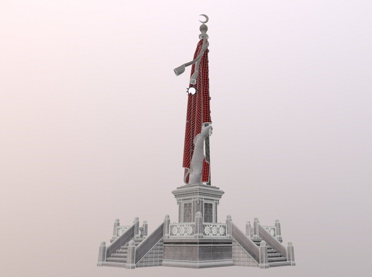 Martyr Flag Memorial Sehit Sancaktar Aniti Low-poly 3D model_7