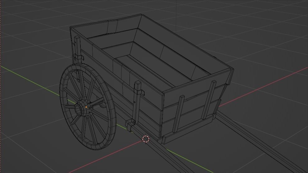 Old Damaged Wooden Cart Low-poly 3D model_10