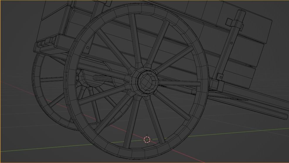 Old Damaged Wooden Cart Low-poly 3D model_11