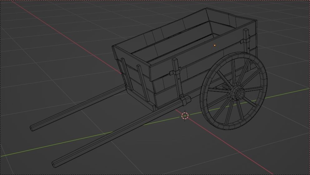 Old Damaged Wooden Cart Low-poly 3D model_9