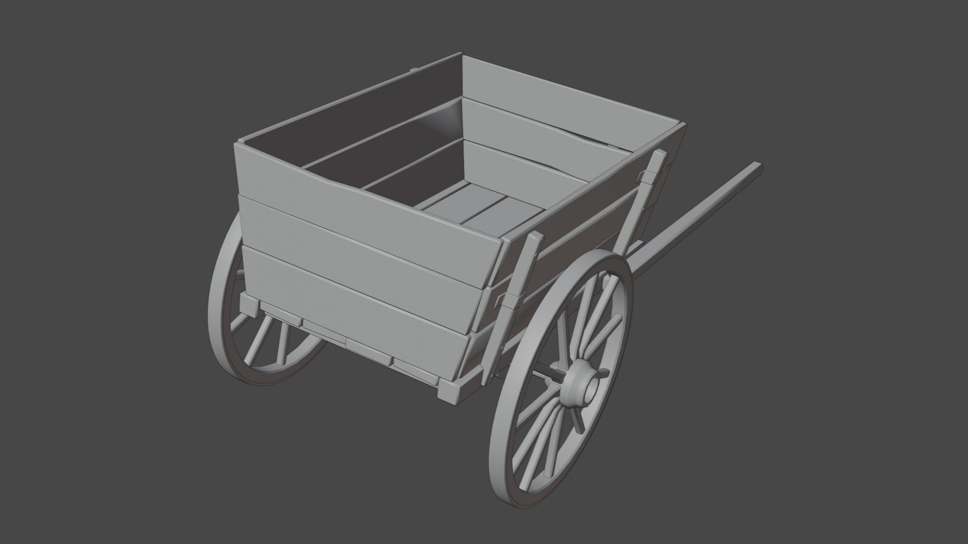 Old Damaged Wooden Cart Low-poly 3D model_8