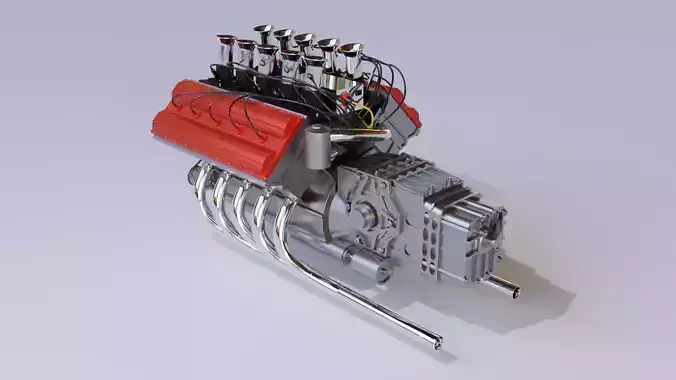 V10 car engine 3D model