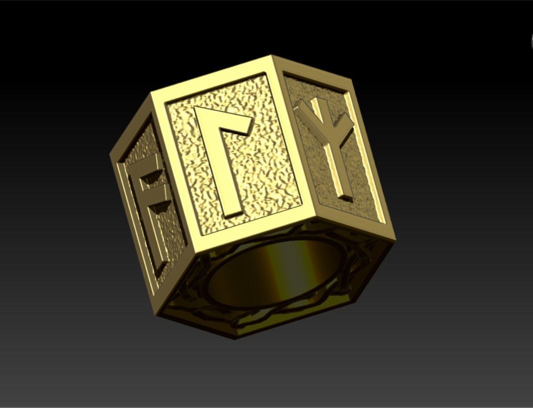 viking bead with runes LAUKAZ 3D print model_10