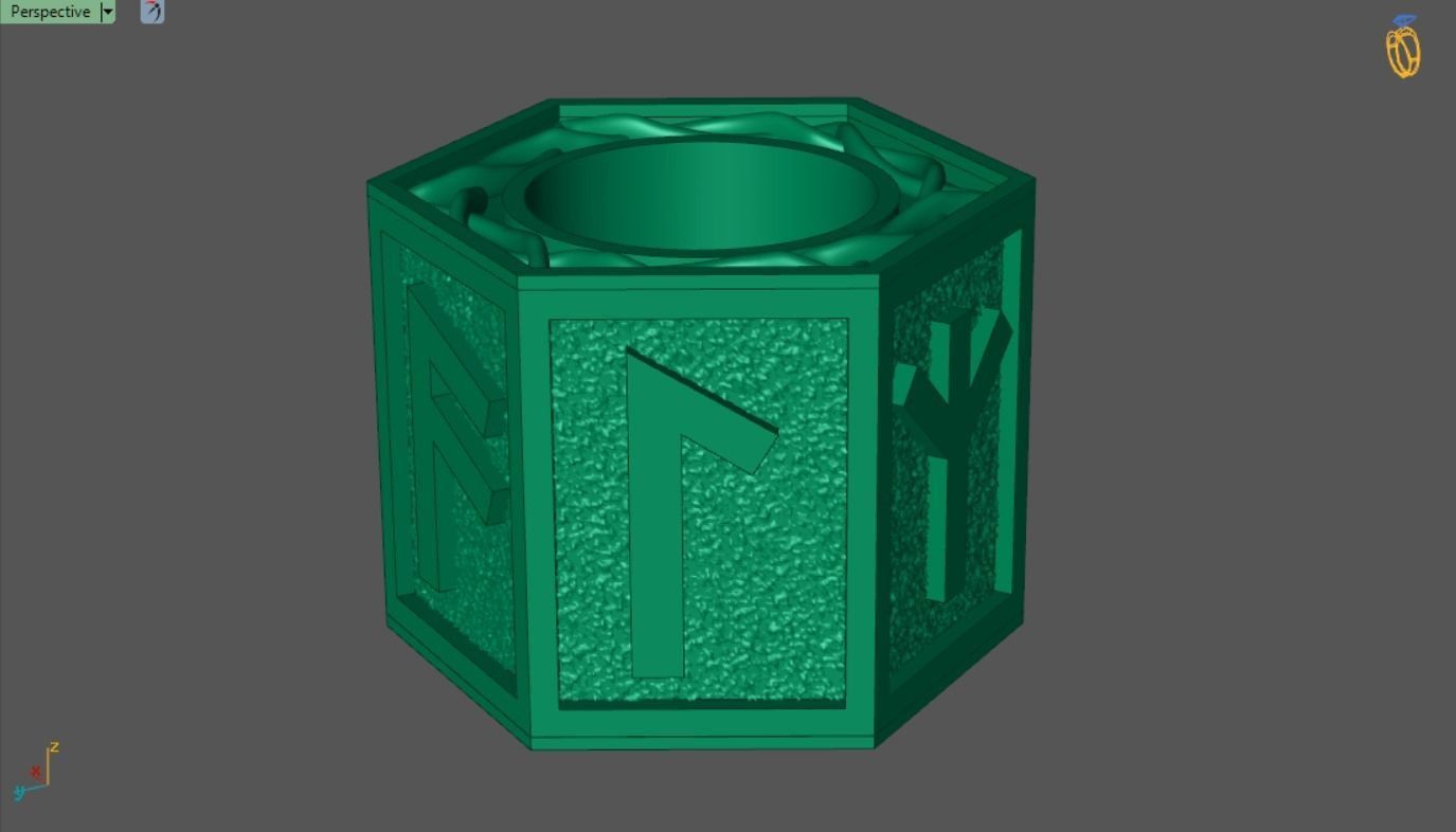 viking bead with runes LAUKAZ 3D print model_7