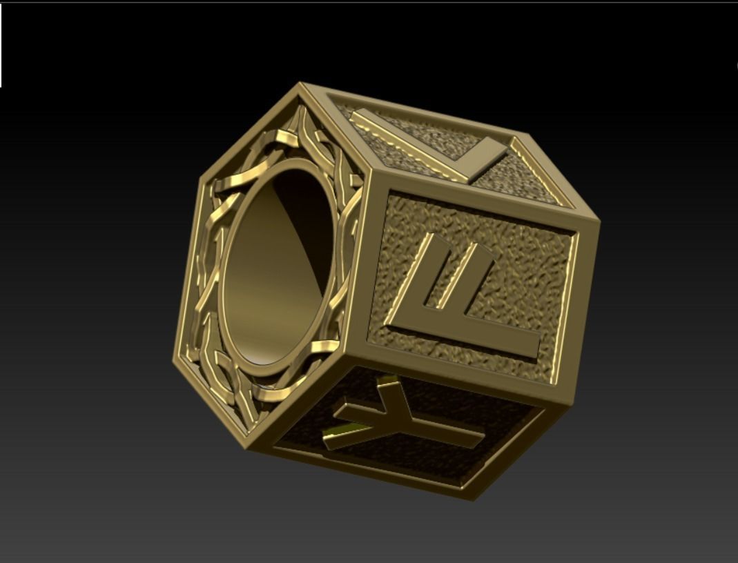 viking bead with runes LAUKAZ 3D print model_9