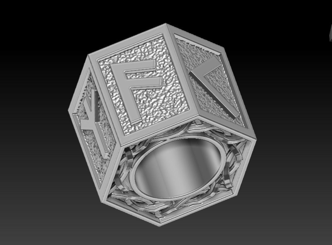 viking bead with runes LAUKAZ 3D print model_11