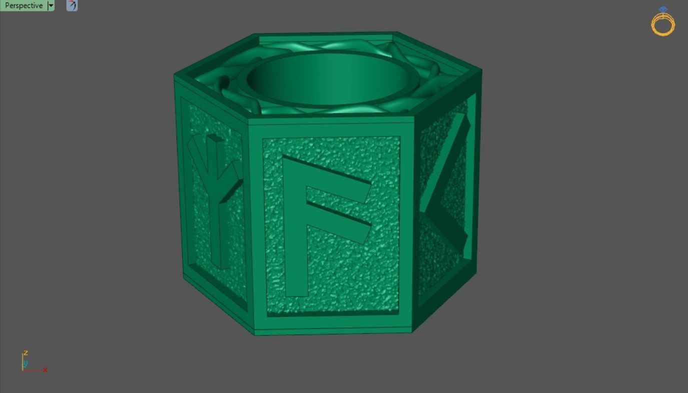 viking bead with runes LAUKAZ 3D print model_6