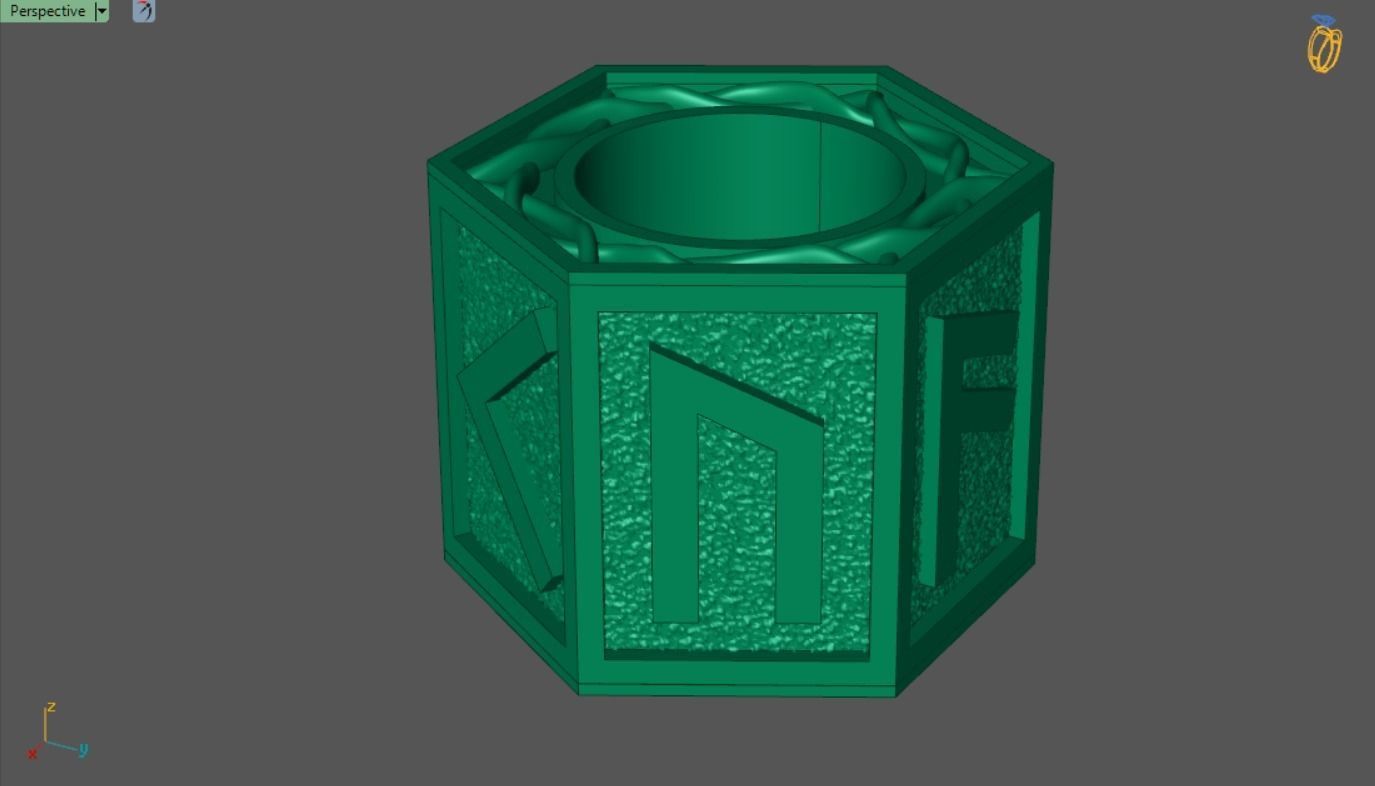 viking bead with runes LAUKAZ 3D print model_3