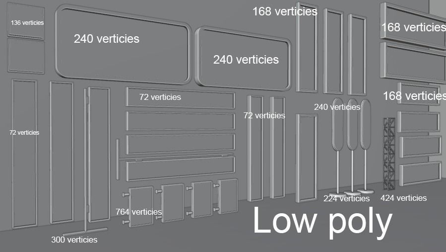 30 Neon Signs Low-poly 3D model_1