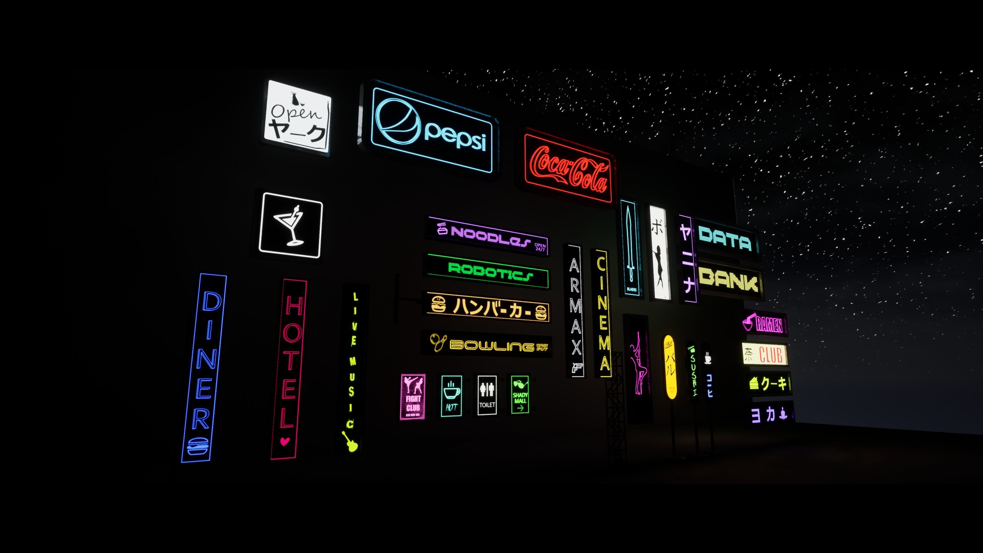 30 Neon Signs Low-poly 3D model_8