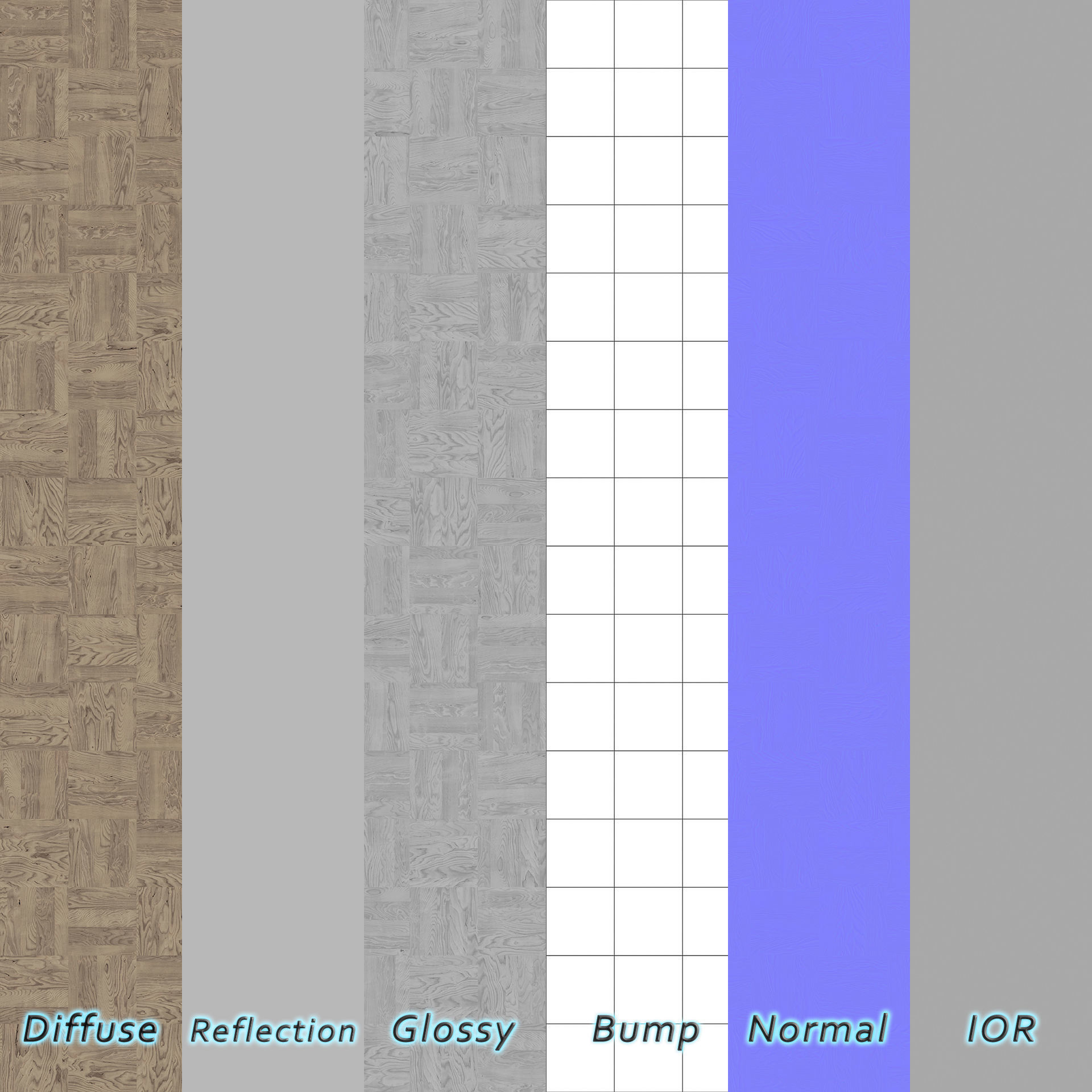 Parquet - Laminate - Wooden floor 4 in 1 3D model_9