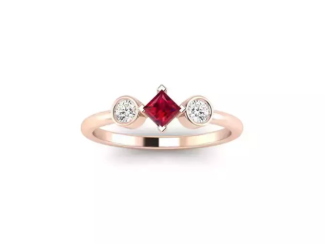 Princess Stone Engagement ring 3D print model
