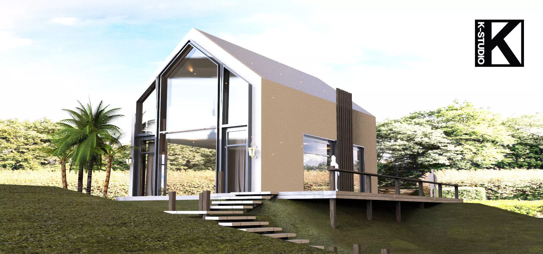 Homestay tiny house on hill 3D model_0