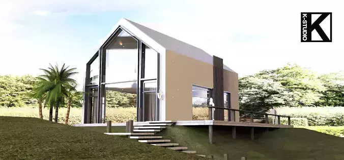 Homestay tiny house on hill 3D model