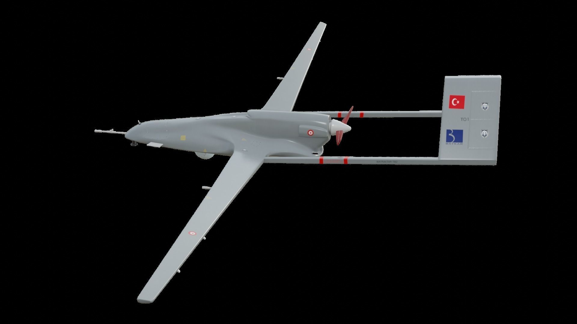 Bayraktar TB2 Low-poly 3D model_8