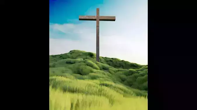 A Cross on a grassy hill