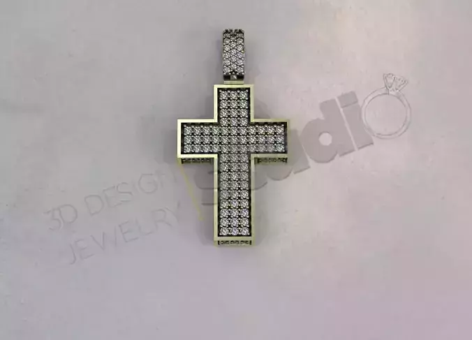 Luxury brilliant cross with gems all around 3d model