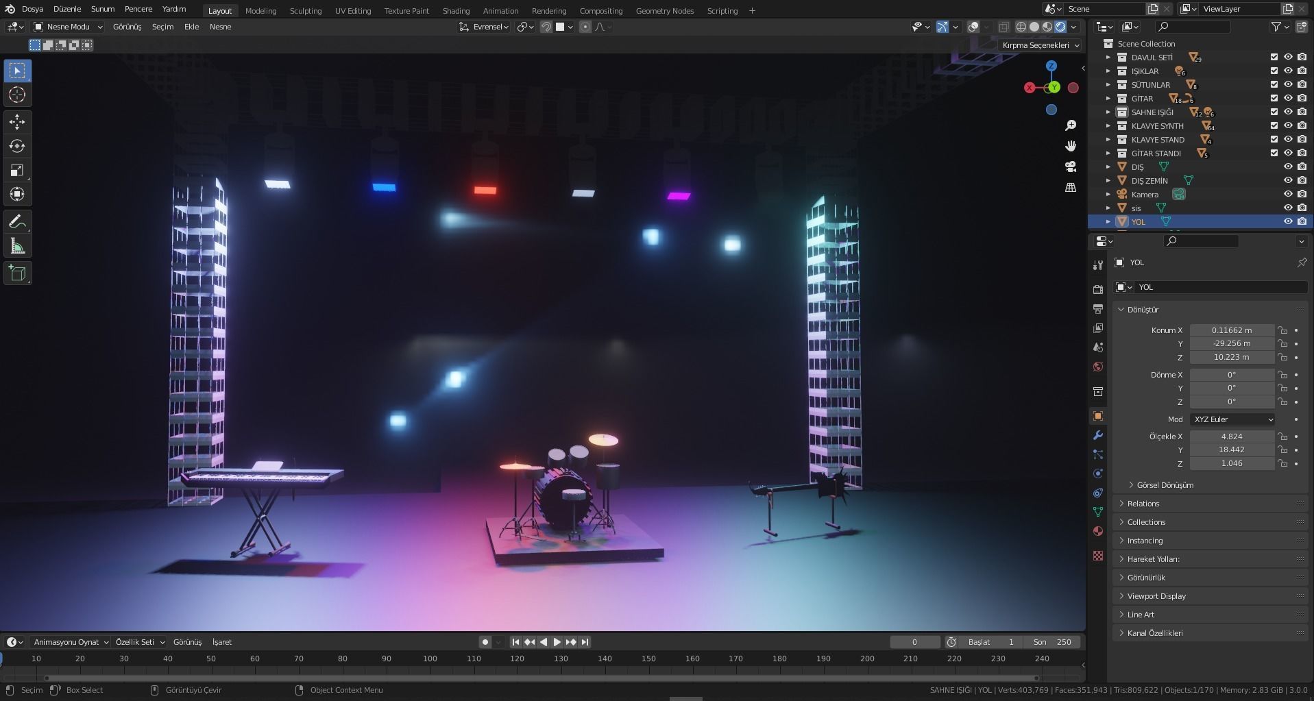Concert stage with lights 3D model_1